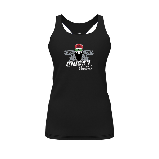 [CUS-DFW-RCBK-PER-BLK-FYS-LOGO1] Racerback Tank Top (Female Youth S, Black, Logo 1)