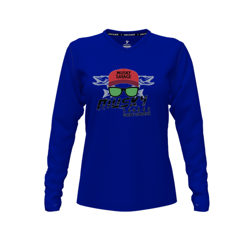[CUS-DFW-TEES-CMF-VNK-LSL-RYL-FYXS-LOGO3] Comfort T-Shirt (Female Youth XS, Royal, V Neck, Logo 3, Long Sleeve)