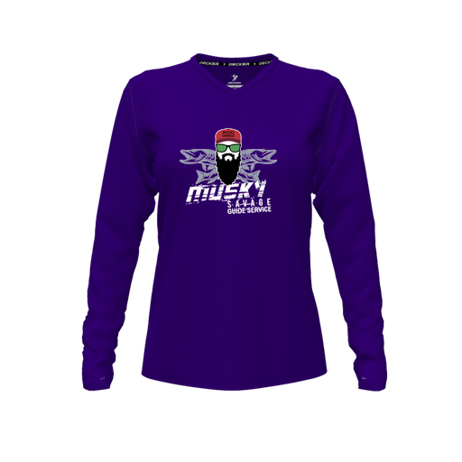 [CUS-DFW-TEES-CMF-VNK-LSL-PUR-FYXS-LOGO1] Comfort T-Shirt (Female Youth XS, Purple, V Neck, Logo 1, Long Sleeve)