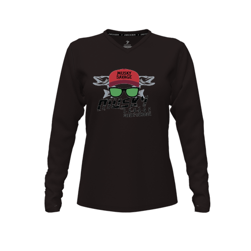[CUS-DFW-TEES-PER-VNK-LSL-BLK-FYXS-LOGO3] Performance T-Shirt (Female Youth XS, Black, V Neck, Logo 3, Long Sleeve)