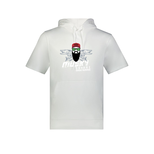[6871.005.S-LOGO1] Men's Dri Fit Short Sleeve Hoodie (Adult S, White, Logo 1)