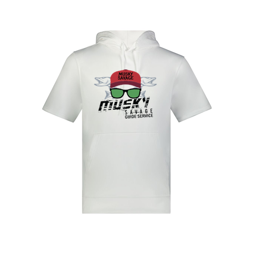 [6871.005.S-LOGO3] Men's Dri Fit Short Sleeve Hoodie (Adult S, White, Logo 3)