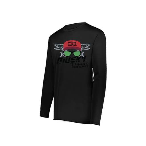 [222822.080.XS-LOGO3] Men's LS Smooth Sport Shirt (Adult XS, Black, Logo 3)