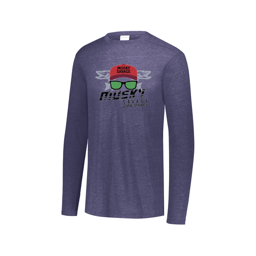 [FTLCUBNV-AXS-LOGO3] Decker Men's Tri-Blend T-Shirt - Long Sleeve (Adult XS, Navy, Logo 3)
