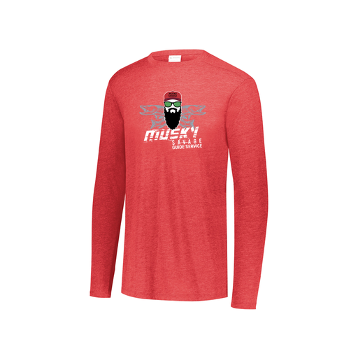 [FTLCUBRD-YS-LOGO1] Decker Youth Tri-Blend T-Shirt - Long Sleeve (Youth S, Red, Logo 1)