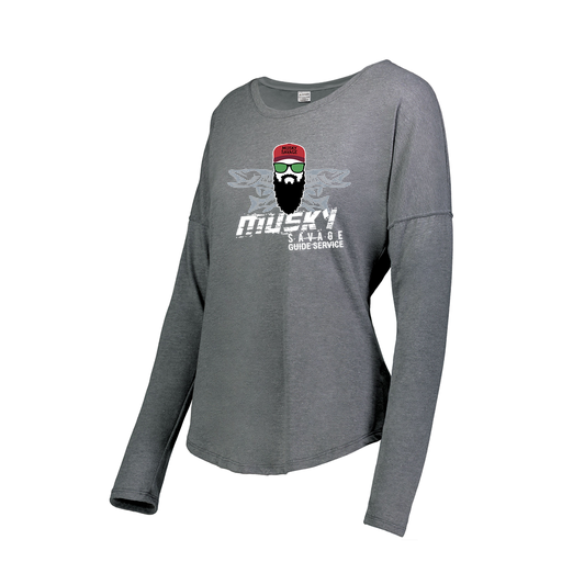 [3077.013.XS-LOGO1] Ladies LS Ultra-blend T-Shirt (Female Adult XS, Gray, Logo 1)